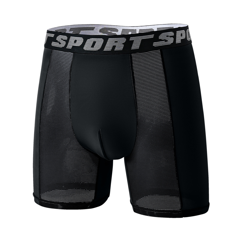Muške boxerice velikog formata od ledenog svile za sport, s natpisom, produljenom dužinom, antibakterijski predeo, bezšivne boxerice