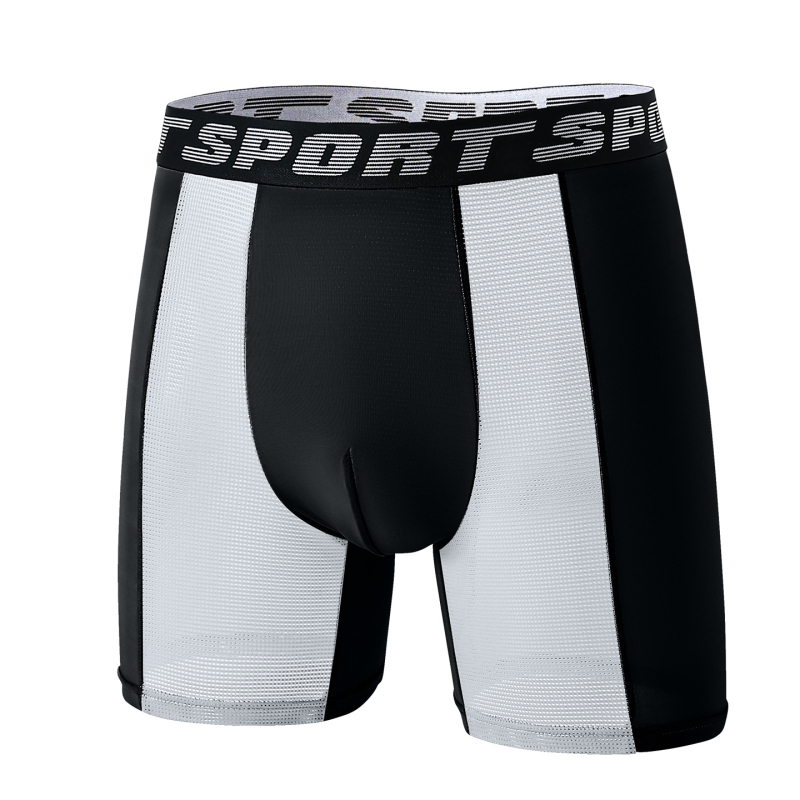 Muške boxerice velikog formata od ledenog svile za sport, s natpisom, produljenom dužinom, antibakterijski predeo, bezšivne boxerice