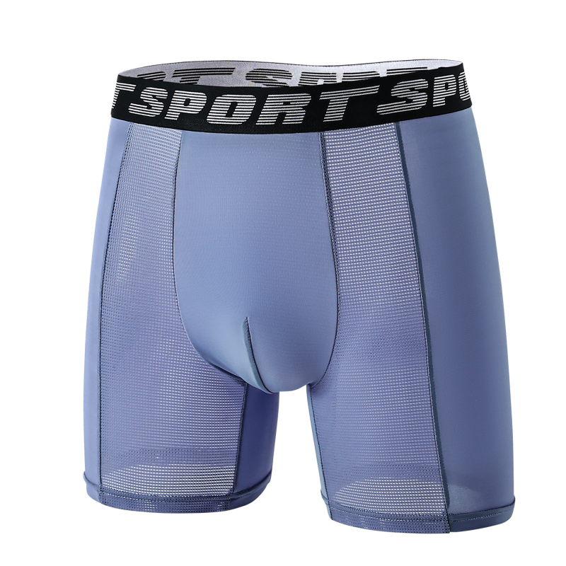 Muške boxerice velikog formata od ledenog svile za sport, s natpisom, produljenom dužinom, antibakterijski predeo, bezšivne boxerice