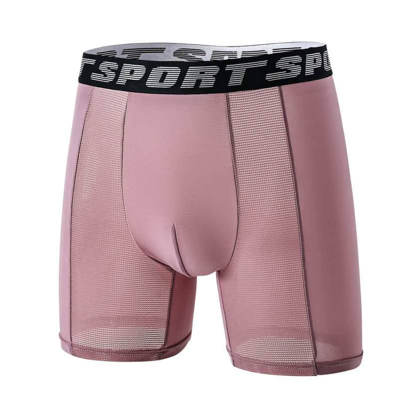 Muške boxerice velikog formata od ledenog svile za sport, s natpisom, produljenom dužinom, antibakterijski predeo, bezšivne boxerice