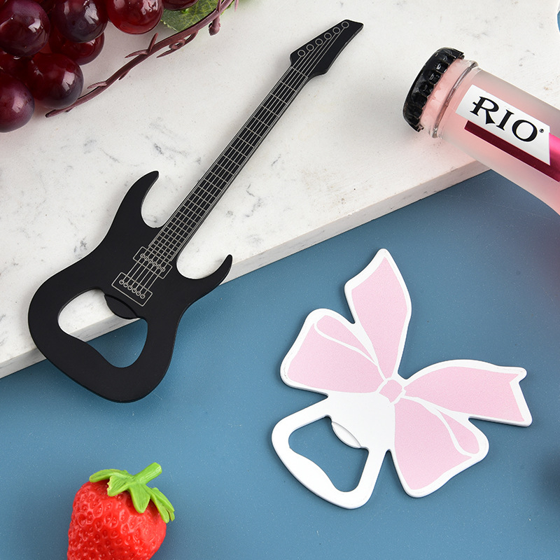 Deschizător creativ de sticle de bere în formă de chitară și fluture, din oțel inoxidabil, gadget de bucătărie, personalizabil