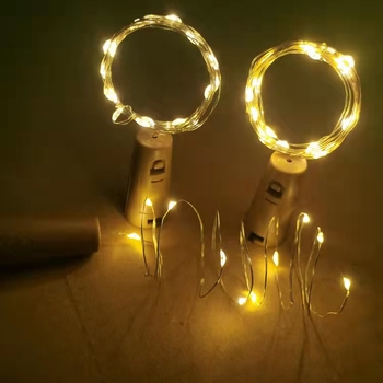 Niz lampica od vinskog čepa sa bakrenim kabelom, duljine 2 m, 20 LED, IP67, promjenjiva svjetlost, baterijsko napajanje, unutarnja dekoracija