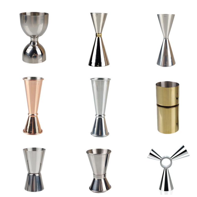Pahar de măsurat din oțel inoxidabil 304, cu două capete, design integrat, scară în unci, pentru cocktailuri