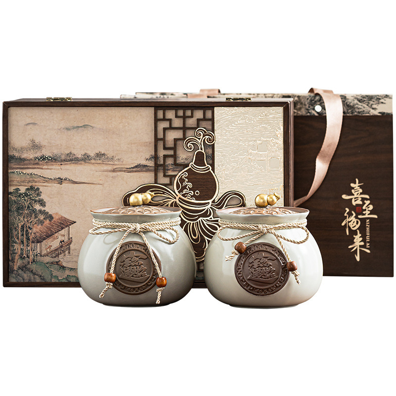 Cutie cadou goală pentru ceai, ceramică, set de 10 buc., pentru ceai alb, ceai negru, Longjing și Pu'er, stil chinezesc, model 2026