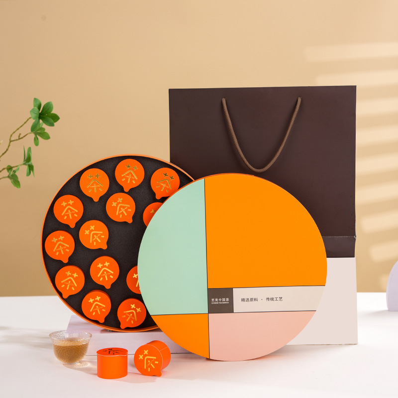 Cutie cadou circulară pentru ceai, personalizabilă, ambalaj de înaltă calitate