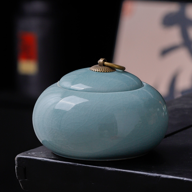 Recipient ceramic mini pentru ceai cu capac etanș, recipient portabil pentru pulberi parfumate și unguent, ambalaj gol de ceai verde, gata pentru logo