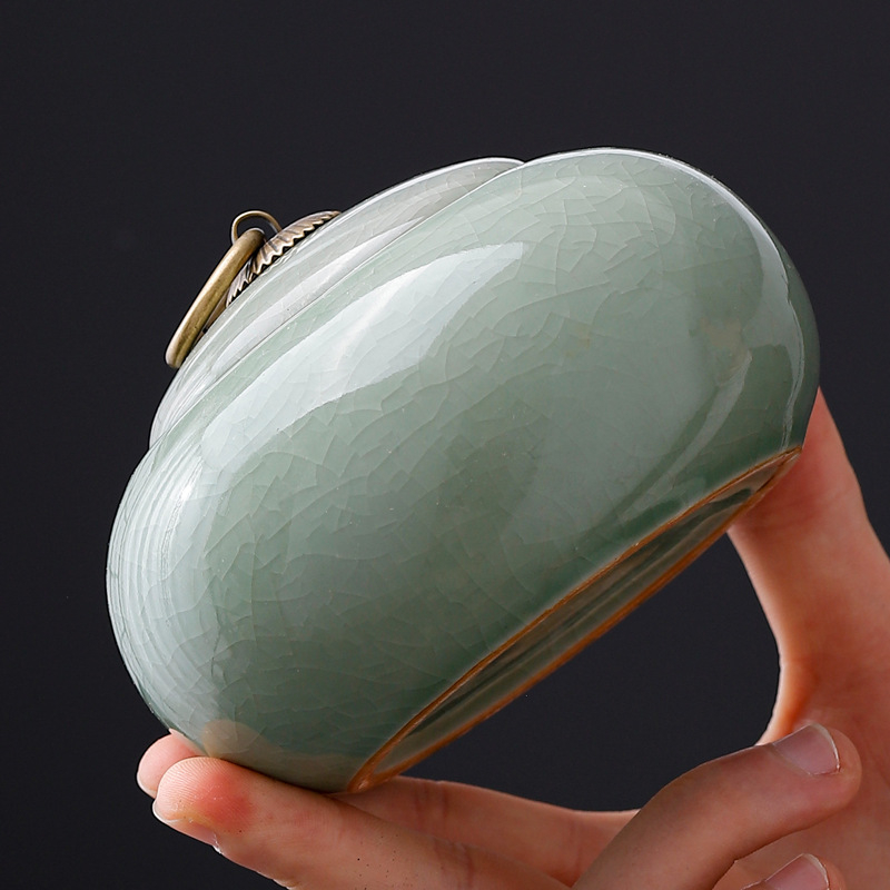 Recipient ceramic mini pentru ceai cu capac etanș, recipient portabil pentru pulberi parfumate și unguent, ambalaj gol de ceai verde, gata pentru logo