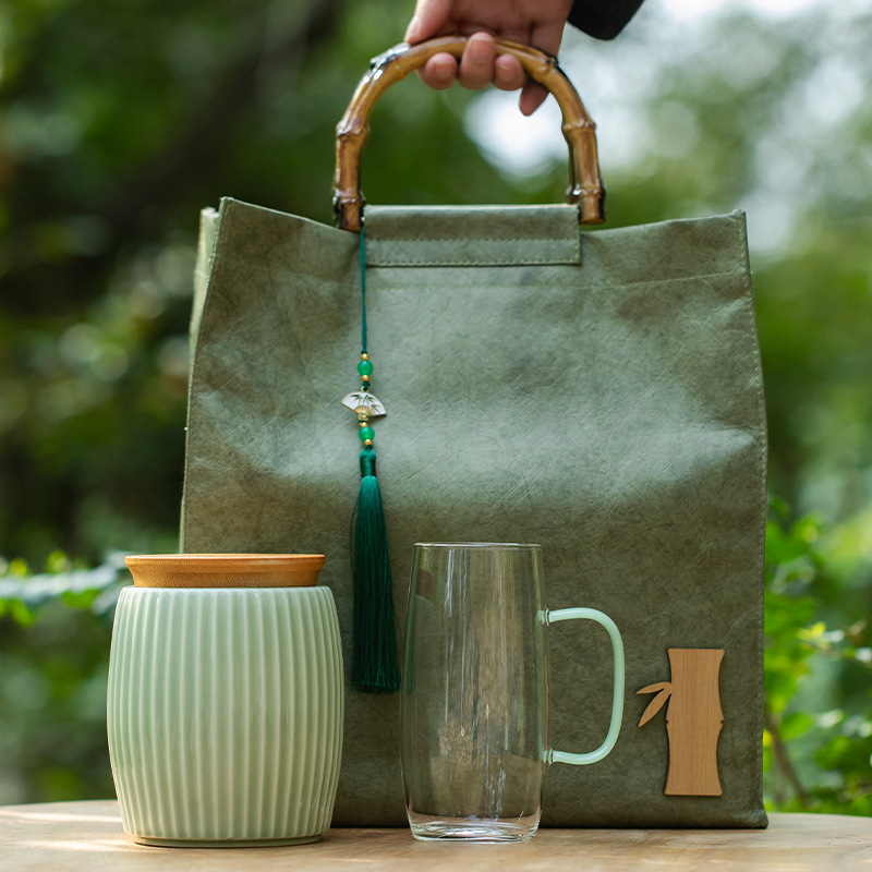 Set cadou creativ de ceai cu borcan ceramic și ceașcă de sticlă – ceai verde Mingqian, Biluo Chun, Maojian și Longjing