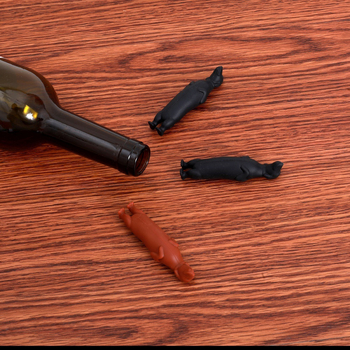 Dop de vin mini, în formă de dachshund, din silicon, pentru șampanie și vin roșu