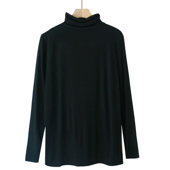 Tricou bărbătesc din modal, subțire, cu mânecă lungă și guler înalt, strat de bază pentru toamnă