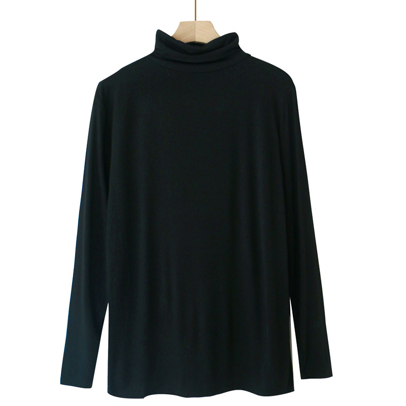 Tricou bărbătesc din modal, subțire, cu mânecă lungă și guler înalt, strat de bază pentru toamnă