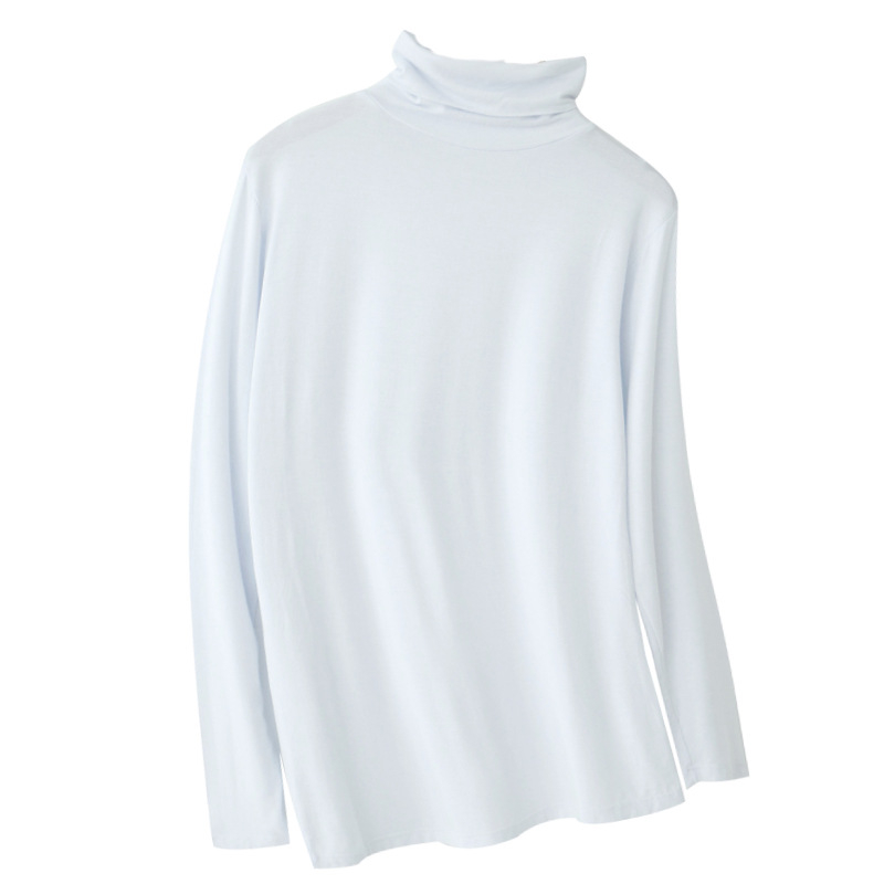 Tricou bărbătesc din modal, subțire, cu mânecă lungă și guler înalt, strat de bază pentru toamnă