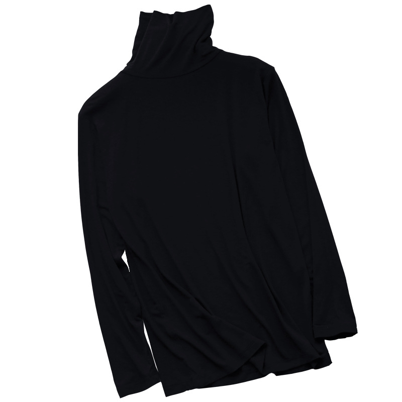 Tricou bărbătesc din modal, subțire, cu mânecă lungă și guler înalt, strat de bază pentru toamnă