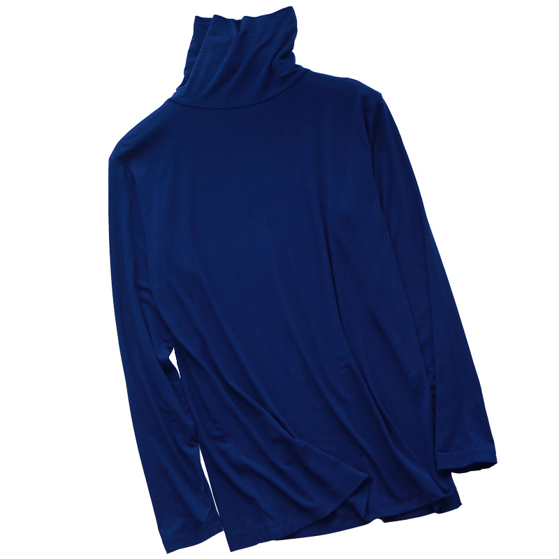 Tricou bărbătesc din modal, subțire, cu mânecă lungă și guler înalt, strat de bază pentru toamnă