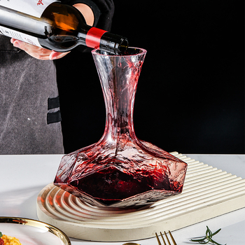 Decantor de vin în stil japonez, cu model diamantat și design geometric, set din sticlă pentru servirea vinului