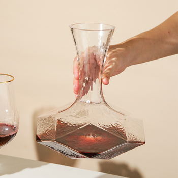 Decantor de vin în stil japonez, cu model diamantat și design geometric, set din sticlă pentru servirea vinului