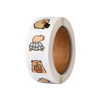 Stickere Capybara — aderență ridicată, fără reziduuri, pentru caietele școlare ale copiilor; stickere de recompensă și încurajare.