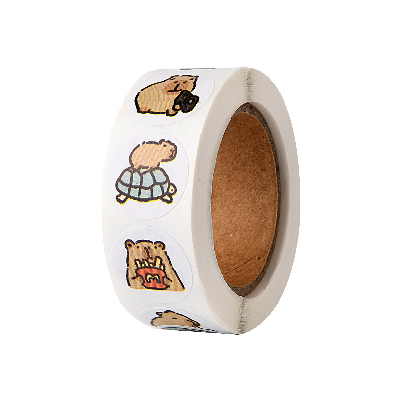 Stickere Capybara — aderență ridicată, fără reziduuri, pentru caietele școlare ale copiilor; stickere de recompensă și încurajare.