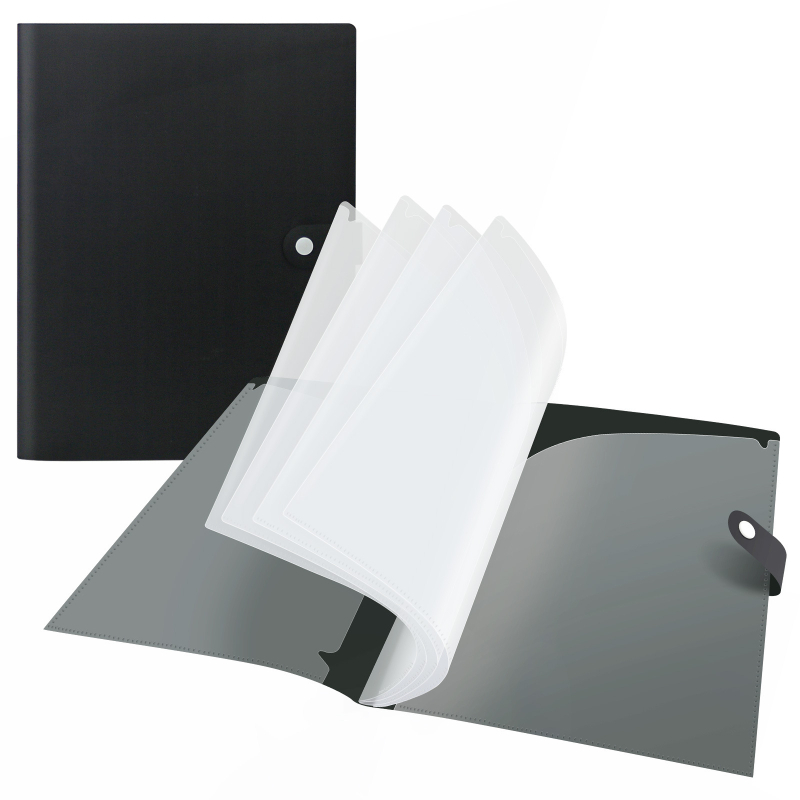 Dosar A4 din PP cu mai multe file, cu buzunar în formă de L, grosime 0.35 mm, 310x240 mm