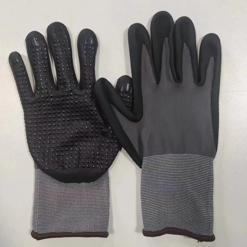 Mănuși din nylon 15G pentru protecție industrială, antiderapante, rezistente la abraziune și la ulei, palme cu spumă nitrilă, mănuși de lucru sigure, multifuncționale
