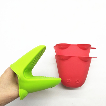 Bangpu Mănuși din silicon cu hipopotam desen animat, groase, pentru cuptor, rezistente la temperaturi înalte, pentru coacere și cuptor cu microunde