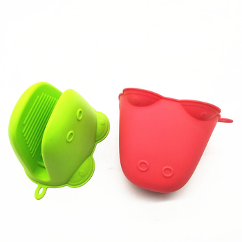Bangpu Mănuși din silicon cu hipopotam desen animat, groase, pentru cuptor, rezistente la temperaturi înalte, pentru coacere și cuptor cu microunde