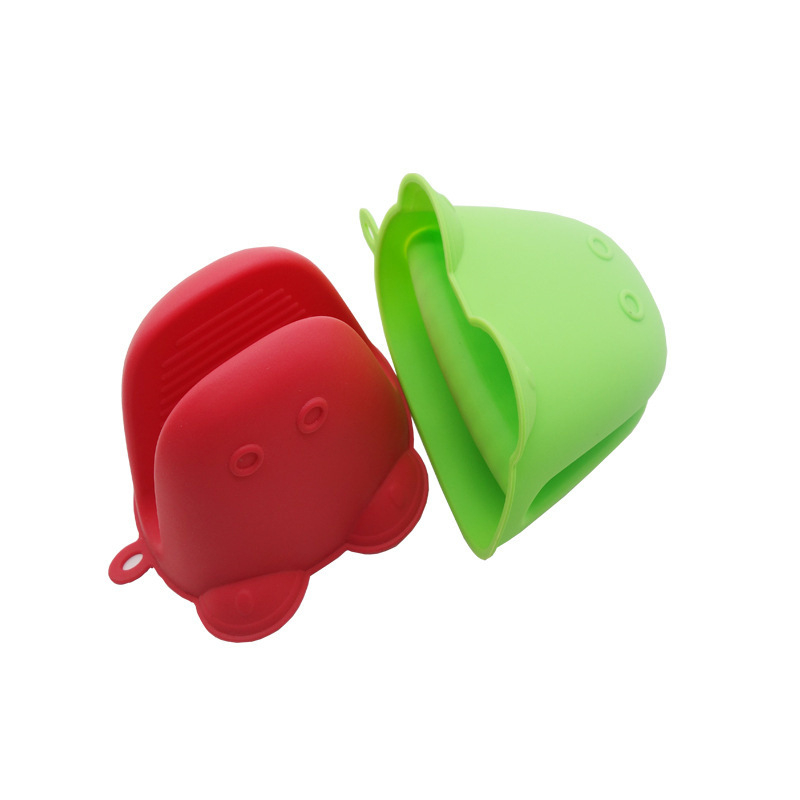 Bangpu Mănuși din silicon cu hipopotam desen animat, groase, pentru cuptor, rezistente la temperaturi înalte, pentru coacere și cuptor cu microunde