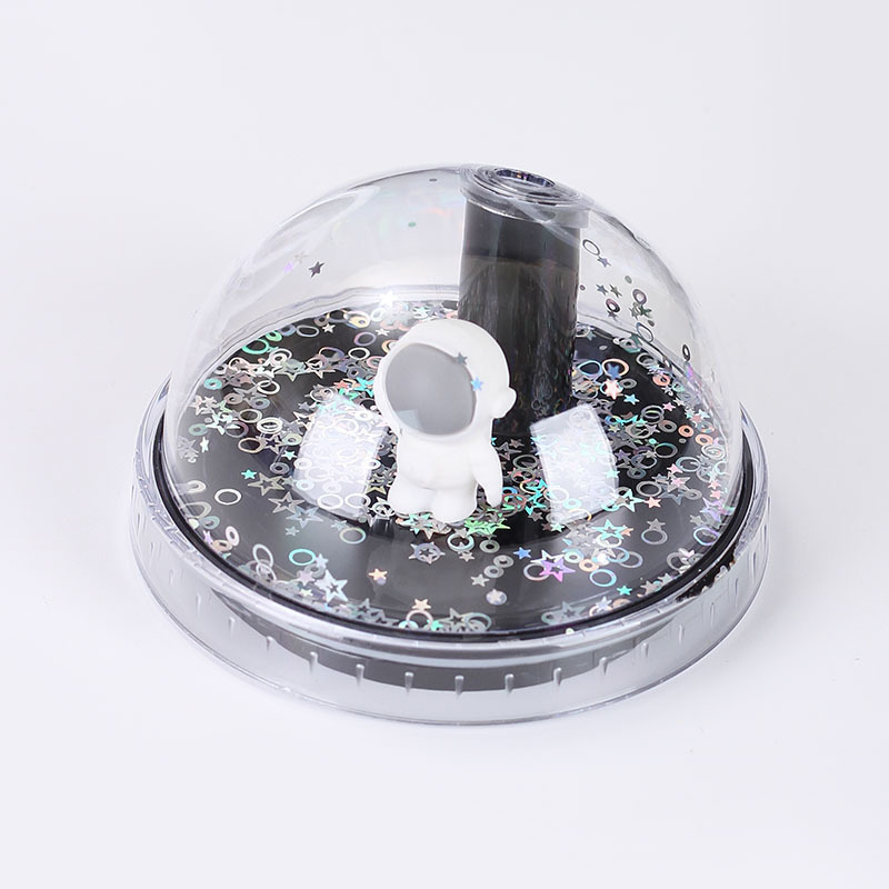 Pahar din plastic cu dublă izolație, design cer cu stele și planetă, pai, capac, schimbare de culoare termochromică, portabil