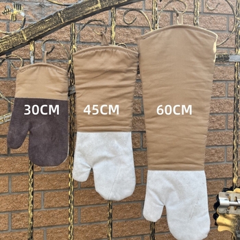 Mănuși de bucătărie rezistente la temperaturi înalte, antiderapante, izolate termic pentru cuptor cu microunde și cuptor, 35 cm, din bumbac, dungi orizontale