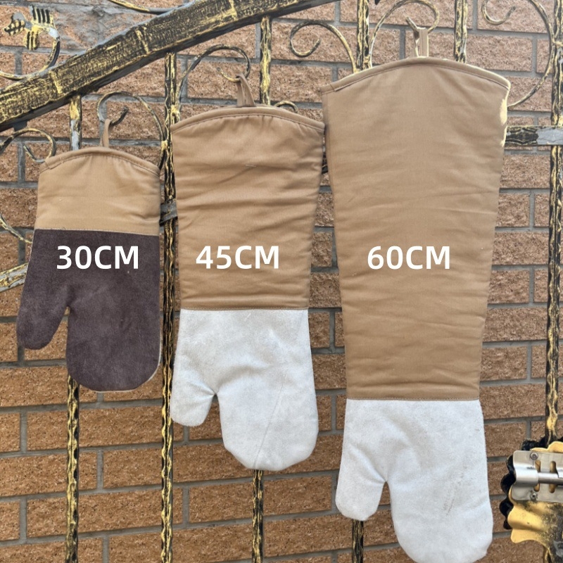 Mănuși de bucătărie rezistente la temperaturi înalte, antiderapante, izolate termic pentru cuptor cu microunde și cuptor, 35 cm, din bumbac, dungi orizontale