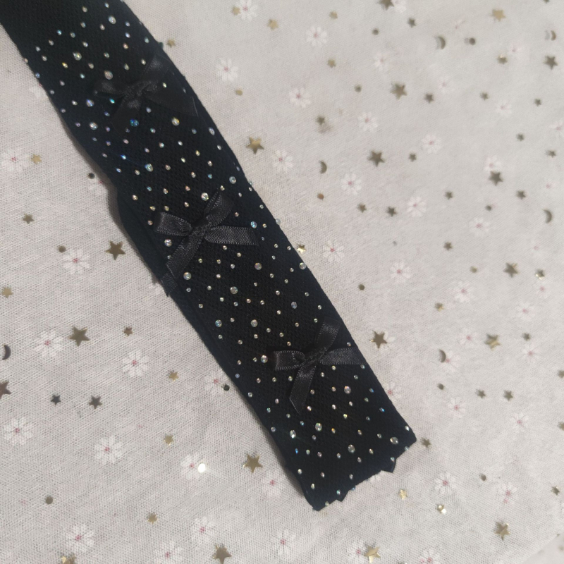 Dječje mrežaste tajice s rhinestones, šarena podloga, mašna
