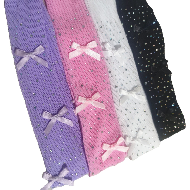 Dječje mrežaste tajice s rhinestones, šarena podloga, mašna
