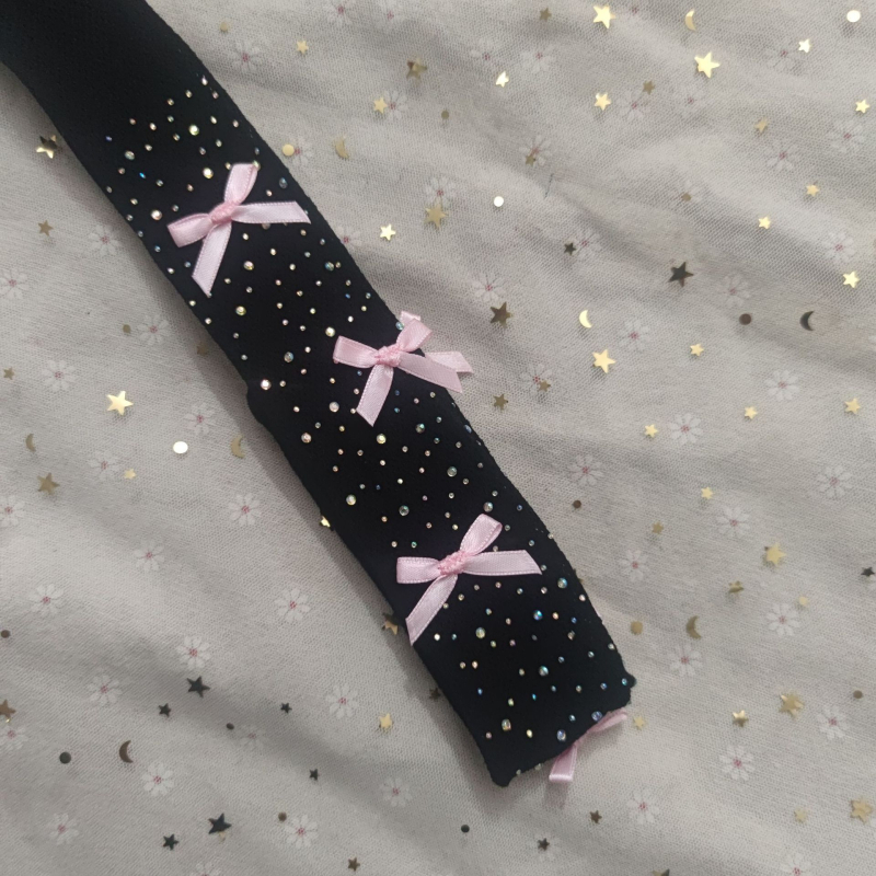 Dječje mrežaste tajice s rhinestones, šarena podloga, mašna