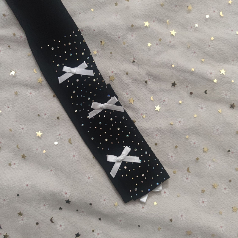 Dječje mrežaste tajice s rhinestones, šarena podloga, mašna