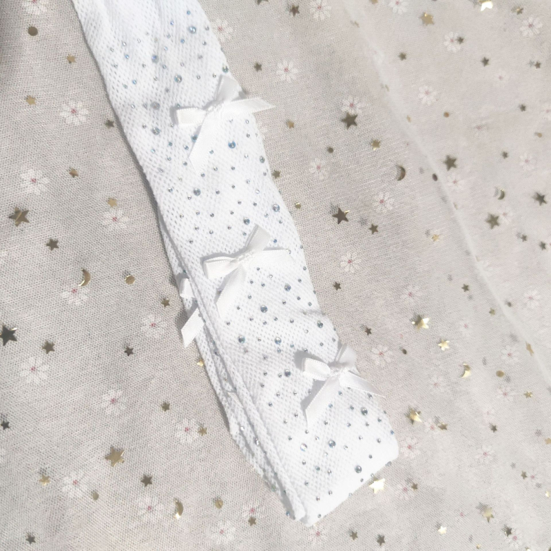 Dječje mrežaste tajice s rhinestones, šarena podloga, mašna