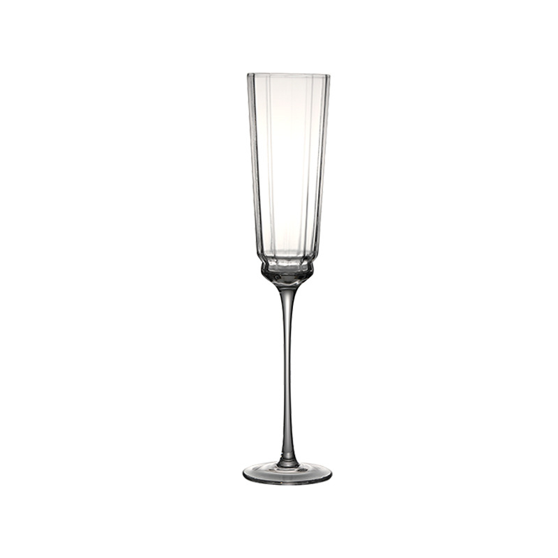 Pahar înalt pentru șampanie și vin roșu, model cu dungi verticale, design modern minimalist, 201-300 ml