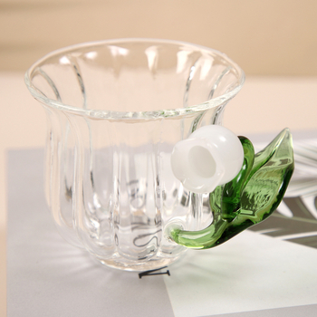 Pahar de vin în stil japonez Lily of the Valley, pahar Lily of the Valley, cadou de ziua de naștere, obiect decor ceremonial din sticlă, handmade, calitate superioară