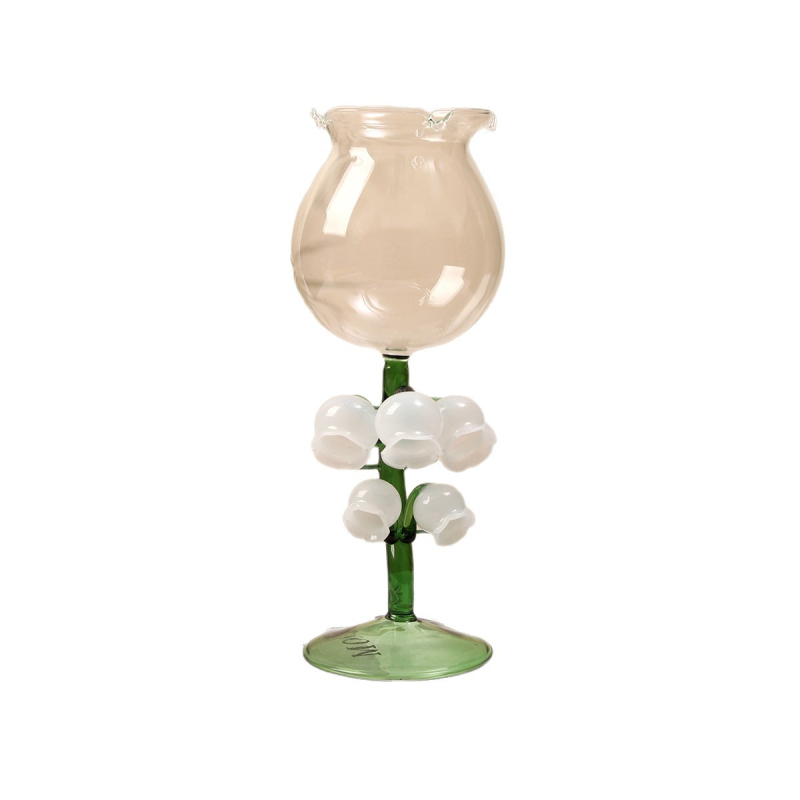 Pahar de vin în stil japonez Lily of the Valley, pahar Lily of the Valley, cadou de ziua de naștere, obiect decor ceremonial din sticlă, handmade, calitate superioară