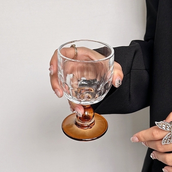 Pahar elegant pentru vin roșu și șampanie, înalt din sticlă, stil retro