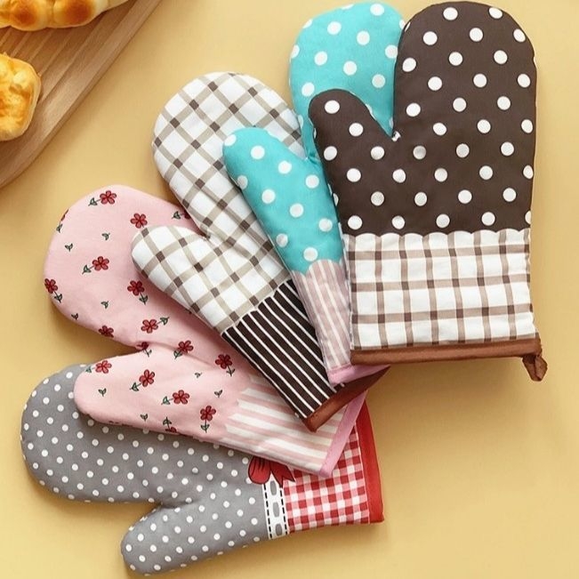 Mănuși groase, rezistente la temperaturi, pentru cuptor și cuptor cu microunde, din material textil