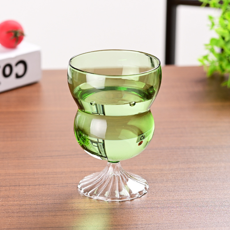 Színes, átlátszó boroszilikát üveg goblet, tök alakú pezsgő pohár, hő- és hidegálló, otthoni használatra