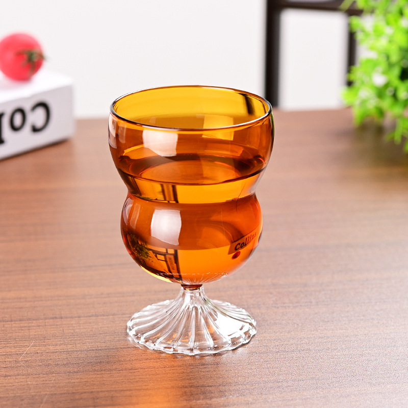 Színes, átlátszó boroszilikát üveg goblet, tök alakú pezsgő pohár, hő- és hidegálló, otthoni használatra