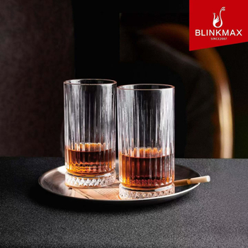 Pahar din sticlă în stil Ins, model cu diamant vertical, 300 ml, pentru whisky, bere și cocktailuri