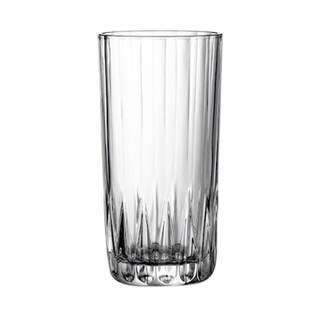 Ceașcă din sticlă rezistentă la temperaturi, corp drept și design transparent cu dungi, pentru ceai, lapte, suc, cafea sau vin; potrivită pentru micul dejun acasă.