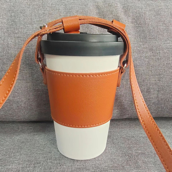 Husă pentru termos din piele ecologică, curea crossbody, capacitate mare