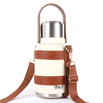 Husă pentru termos din piele ecologică, curea crossbody, capacitate mare