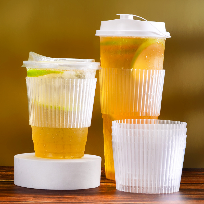 Manșon transparent din PP, diametrul 90/98 mm, pentru ceai cu lapte și cafea, antiderapant, izolat, anti-îngheț