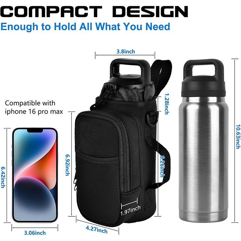 Husă din neopren pentru termos cu curea crossbody, protecție universală, capacitate mare pentru sport