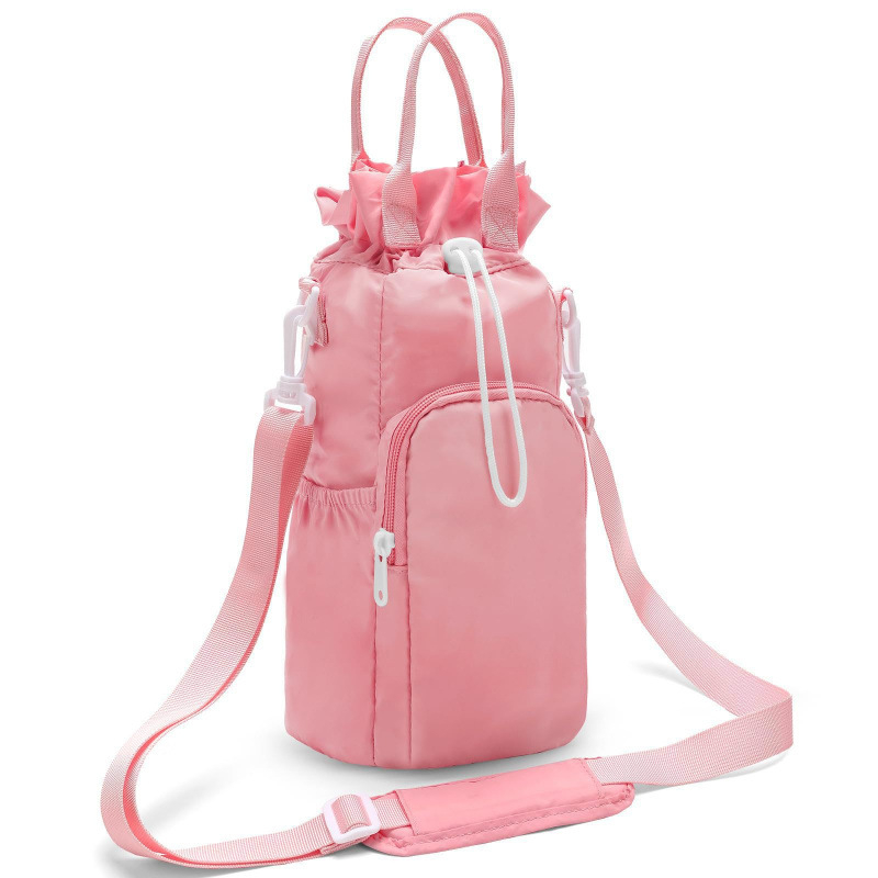 Husă izolatoare pentru sticlă de apă, cu curea crossbody și închidere cu șnur