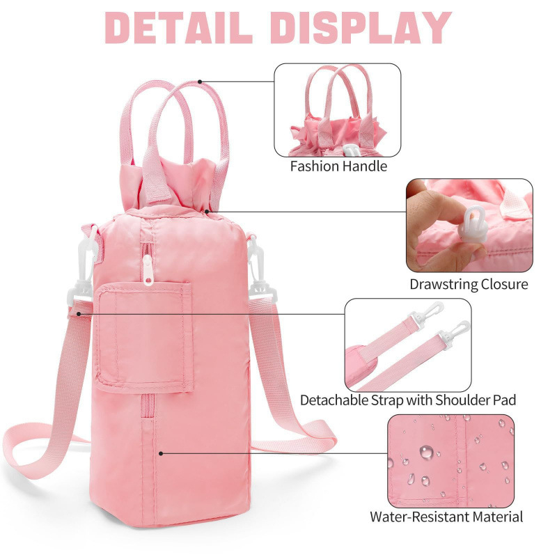 Husă izolatoare pentru sticlă de apă, cu curea crossbody și închidere cu șnur